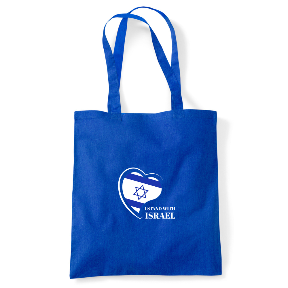 I Stand With Israel Navy Cotton Tote Bag