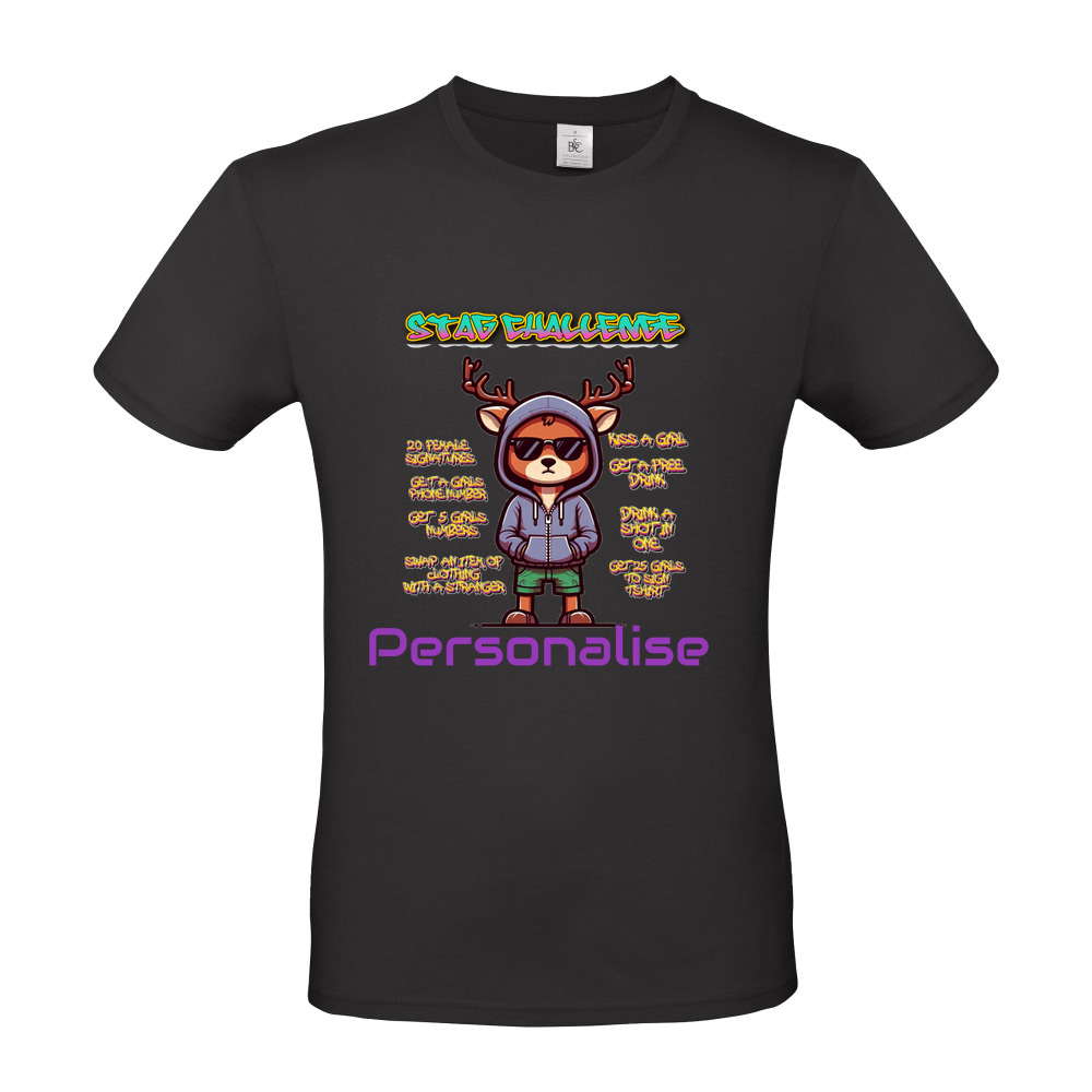 Stag Challenge Personalised AIClothingUK Designer Short Sleeved T-Shirt