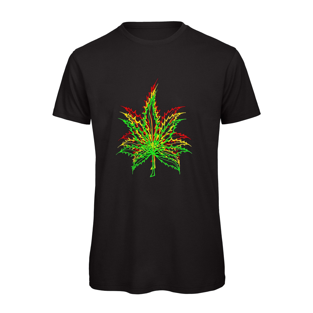 Optic Leaf 4 Organic T-Shirt (Neon Rasta)