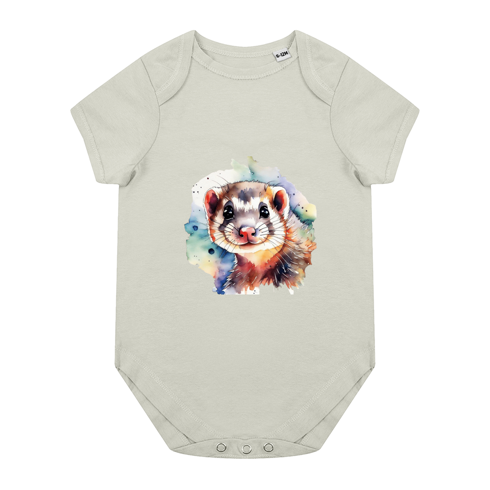 Cute ferret Baby Bodysuit, ferret infant onesie, weasel baby bodysuit, ferret animal organic cotton baby bodysuit, cute ferret baby one piece gift, baby shower gift