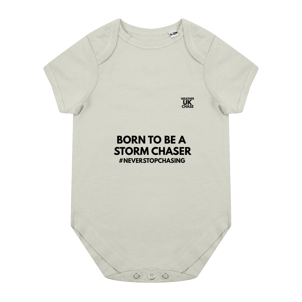 Baby Bodysuit - Born to be a stormchaser - Black text