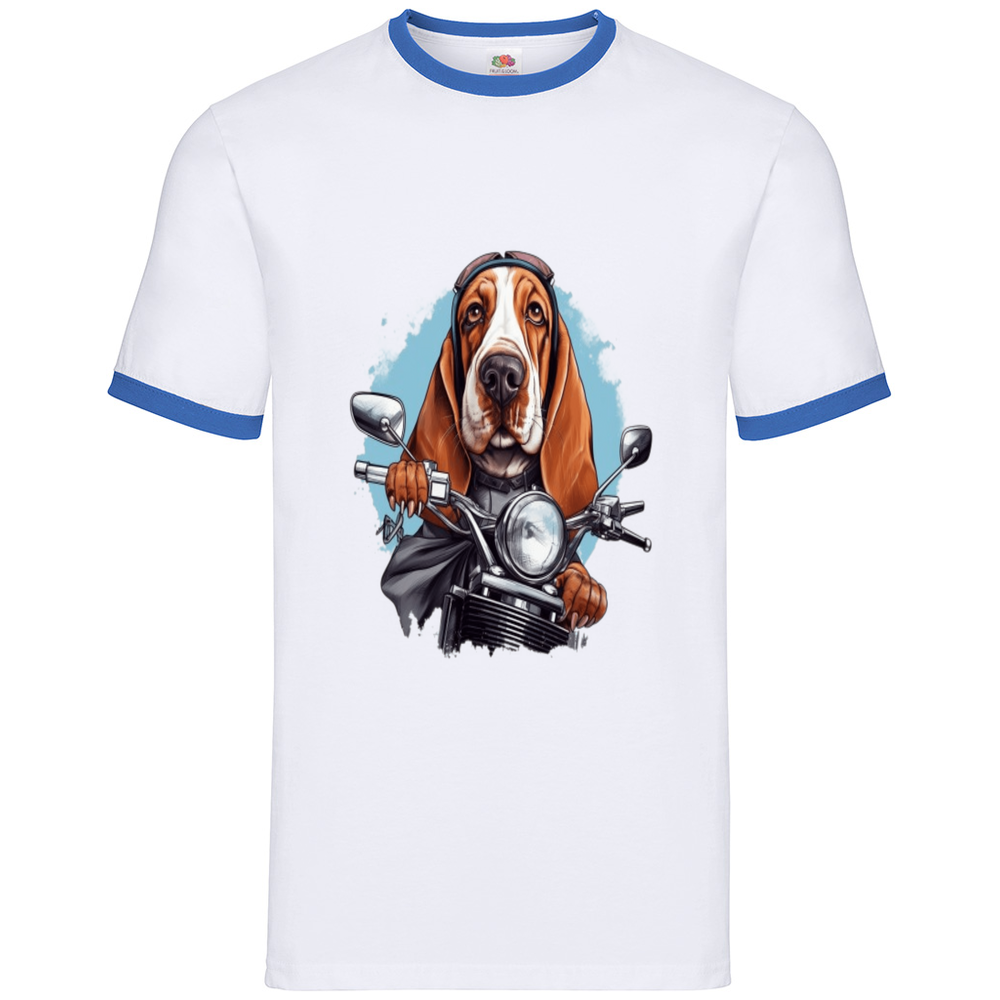 Basset hound Two-Coloured T-Shirt, cute dog biker shirt, funny dog tshirt gift, basset hound dog driver tee, cute dog biker cotton t shirt gift idea