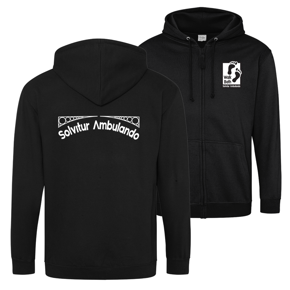 2 Sided Zipped Hoodie Walk Bath Logo 👣