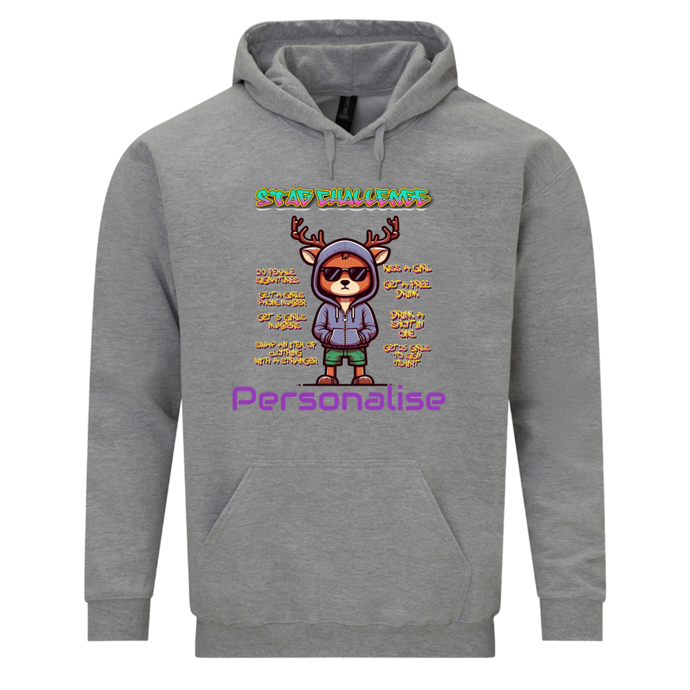 Stag Challenge Personalised AIClothingUK Designer Unisex Hoodie