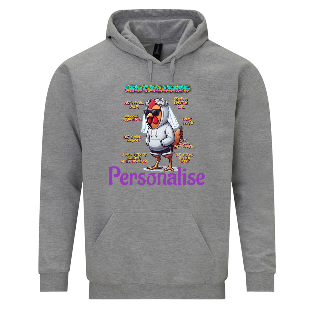 Hen Challenge Personalised AIClothingUK Designer Unisex Hoodie