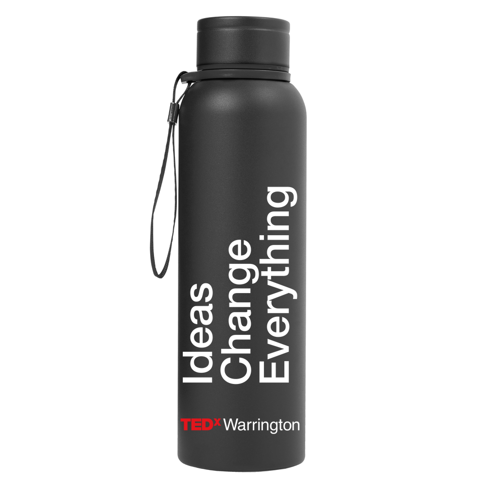 TEDxWarrington Metal Flask Bottle Black