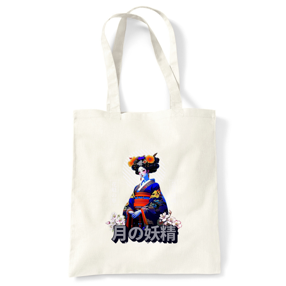 Japanese Geisha Girl on a Natural Tote Bag