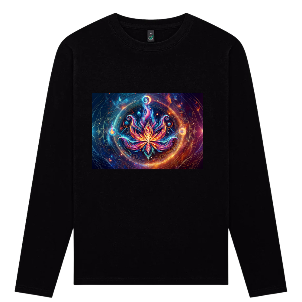 THE THREEFOLD FLAME COSMIC GEOMETRY - Fitted Long Sleeved T-Shirt
