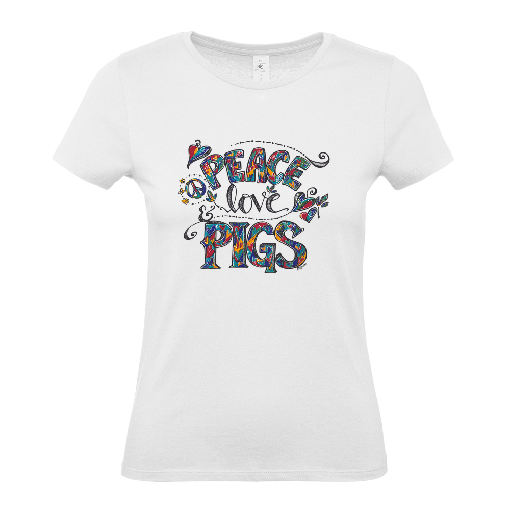Arthur's Acres Peace Ladies Fitted T-Shirt - White