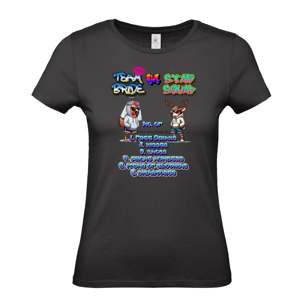 Hen Vs Stag Challenge Personalised AIClothingUK Designer Ladies Fitted T-Shirt