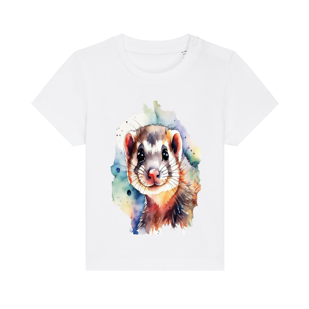 Cute ferret Baby Tee, ferret baby tshirt, infant durable shirt, ferret stretchy cotton elastane sustainable organic tee, cute ferret baby tee