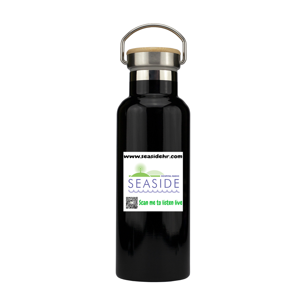 Logo Stainless Steel Bottle with Bamboo Lid - 500ml