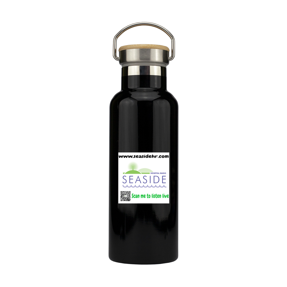 Logo Stainless Steel Bottle with Bamboo Lid - 500ml